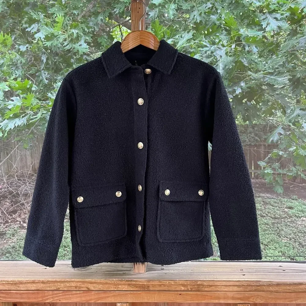 J.Crew Women's Boucle' Shirt-Jacket Black Size XS